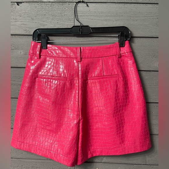 NWT 2pc 7 For All Mankind Pink Croc Leather Corset Crop Top Shorts Set Sz Small - Picture 10 of 16